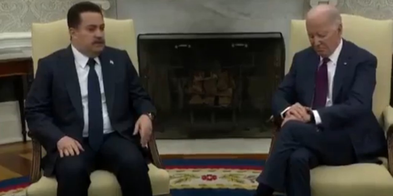 Irak Başbakanı’nın konuşması sırasında ABD Başkanı Biden bakın ne yaptı?