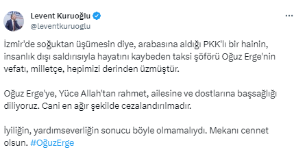 Sendika Başkanından Taksici Tepkisi: PKK'lı bir hainin saldırısı hepimizi üzdü!