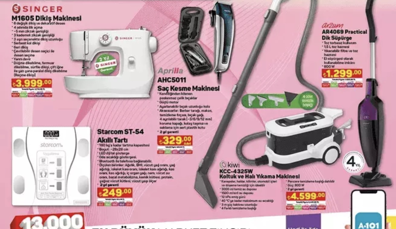 Dikey süpürge bu fiyata başka yerde yok! A101 4 Temmuz aktüel katalogda süpürge ve dikiş makinesi