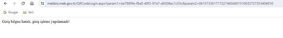 MEBBİS: Giriş bilgisi hatalı, giriş işlemi yapılamadı!